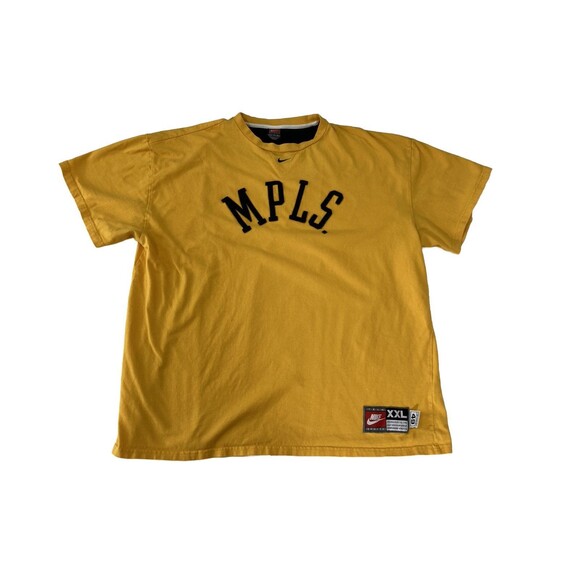 Vintage Nike MPLS Lakers T-Shirt Men’s XXL Yellow Center Swoosh NBA Basketball - Picture 1 of 10